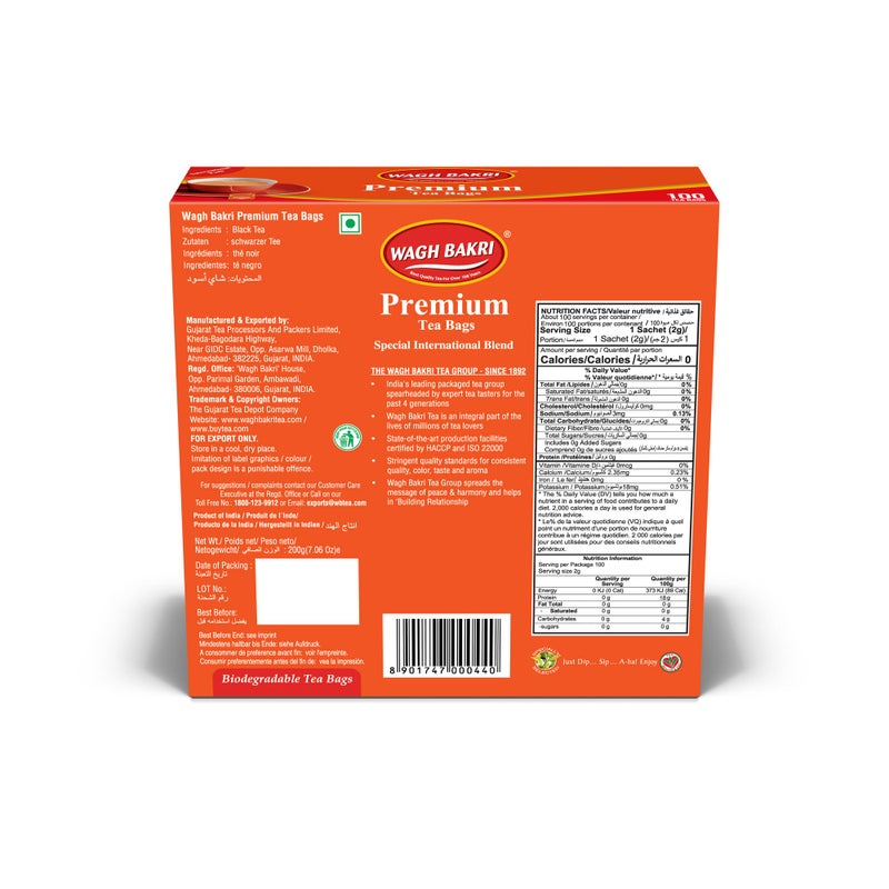 Wagh Bakri Premium Tea Bags, 100 Tea Bags of Special International Blend, 200grams - Image 3